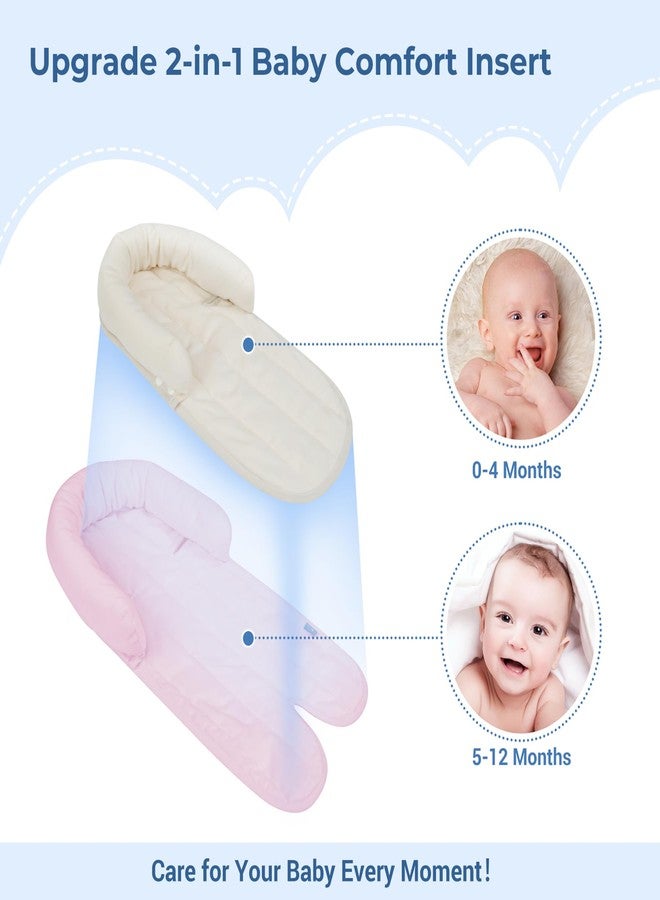 COOLBEBE New 2-in-1 Babybody Supports for Baby Newborn Infants - Extra Soft Stroller Cushion Pads Car Seat Insert, Seasons, Pink - Image 5